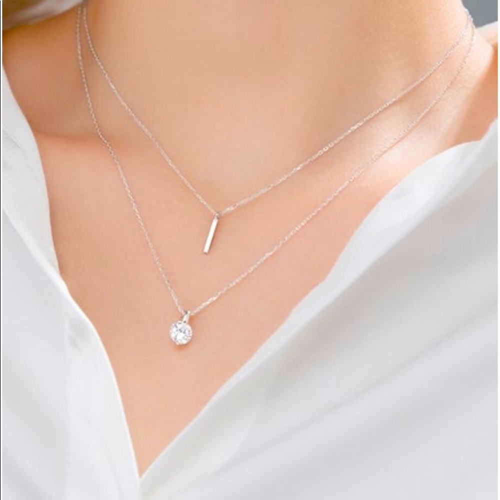Silver Round Minimalist Multi Strand Necklace